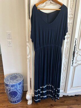 Lane Bryant tie dye navy blue v neck knit maxi dress sz 18/20